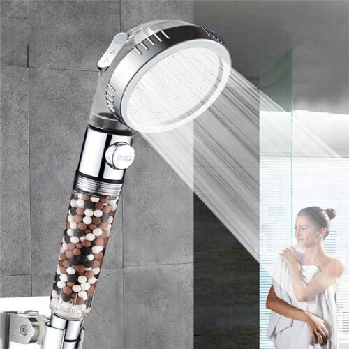 2Pcs Shower  with Beads Filter Pressure Boosting Shower  Spray with 3 Modes Water Saving Bathing for Home 1