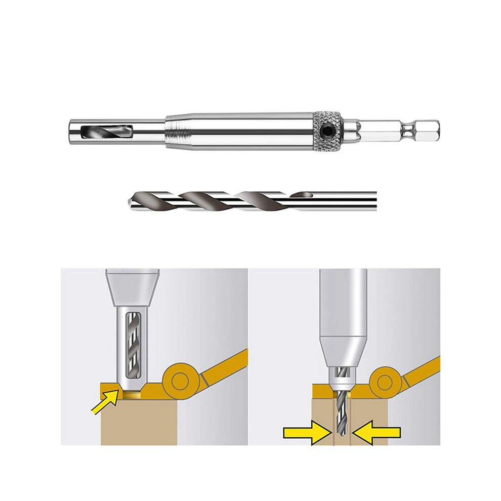 Hinge Bit Set Woodworking Doors And Windows Hinge Hole Opener Positioning Drilling Set Hexagonal Handle Bit 6033681312609