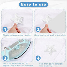 50 Pcs Star Sequins Sew Iron  Applique Star Embroidered Patches Star Shape Repair Patch DIY (Gold)
