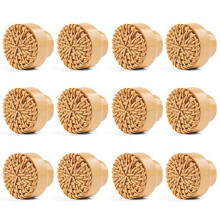 12 Pieces 35mm Boho Dresser Knobs Rattan Knobs Wood Drawer Knobs Round Wooden Dresser Handles with Screws,Nature