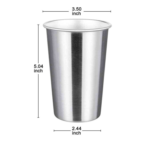 Premium Stainless Steel Cups 16 Oz Pint Cup Tumbler (8 Pack) - Stackable Durable Cup 2