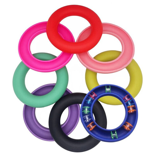 8PCS Silicone Bobbin Ring Savers Round Bobbin Ring Holders para Metal e Sewing Tool Storage Ring Organizers