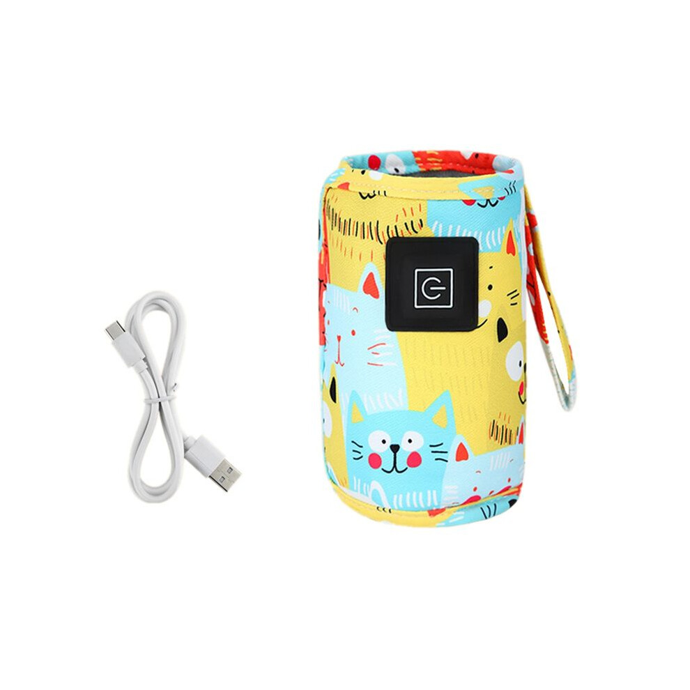 Usb Milk Water Warmer Travel Stroller Insulated Bag Portable Baby Nursing Bottle Heater For Infant Outdoor Winter- Yellow Exogio