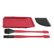 Conjunto de Ferramentas de Pincel para Carpintaria de 4 PeçAs Bandeja de Cola de Madeira Multifuncional de Silicone Macio Raspador Plano Fino e