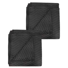 2Pcs Moving Blankets 40x72Inches Heavy Duty Packing Blankets for Moving Shipping Furniture Wrapping for Furniture-Black