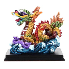 Resin Dragon Figurine Retro Wealth Dragon Statue Car Dashboard Animal Sculpture 2024 New Year Dragon Mascot