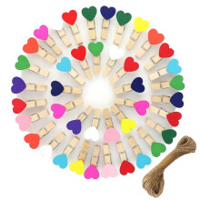 80 Stuks Houten Hart Wasknijpers  Hart Fotoclips Kleurrijke Kleine Wasknijpers voor Knutselen Foto Hangende Display