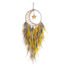 Feather Dream Catcher for Bedroom, Dream Catcher with Star Pendant, Dream Catcher for Wall Hanging Gifts Yellow