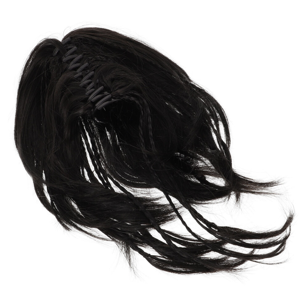 Artibetter 4Pcs Black Braid Ponytail Clip Hair Extensions Synthetic Volume Boost