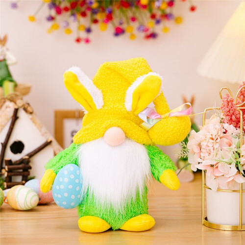 Cute Easter Gnome Gift, LED Light  Gnome Lamp with Hat, Gnome Indoor Decorations for Home Yellow 1