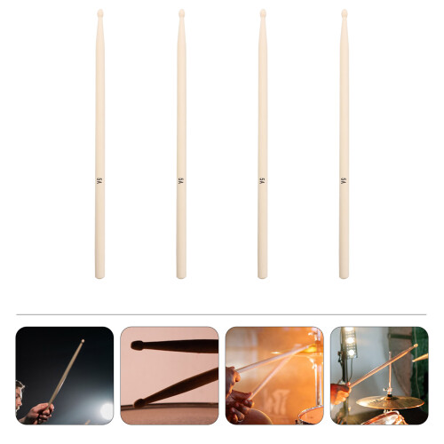 2Pares Baquetas De Arce Para Percusión Madera Resistentes Marrón Claro 2