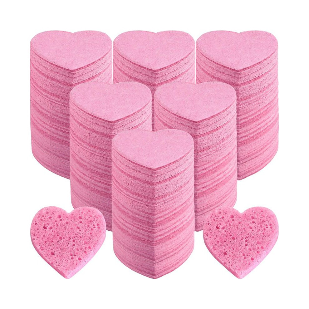100 Count Compressed Facial Sponges Heart Shape Face Sponges for Cleansing Natural Facial Cleansing Sponges Pads