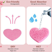 100 Spugne per il Viso Compresse A Forma di Cuore, Spugne per la Pulizia del Viso, Spugne Naturali per la Pulizia del Viso