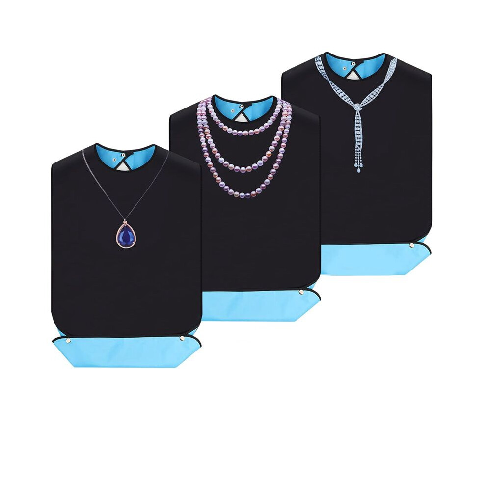 3 Pack Adult Bibs for Elderly Washable, Feeding Adult Bib with Crumb Catcher Waterproof Clothing Protectors for Adult
