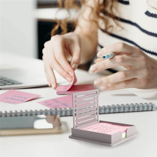 Sticky Note Holder with Stencil, Sticky Note Dispenser Compatible with Note, Note Organizer for Note Pad,B 1