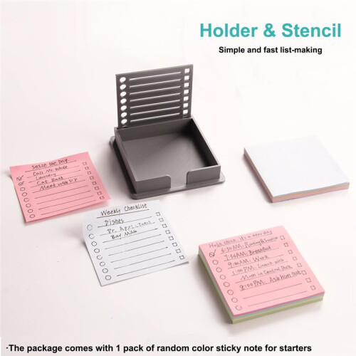 Sticky Note Holder with Stencil, Sticky Note Dispenser Compatible with Note, Note Organizer for Note Pad,B 2