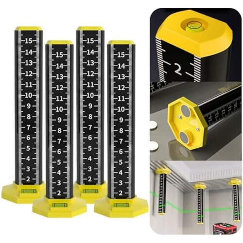 6pcs Ceiling and Floor Tile Height Ruler, Drop Ceiling Installation Tools, Magnetic Base Laser Target Card Plate 1