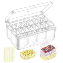 Small Bead Organizers with Lids, for Collecting Jewelry, Bead, Sticker, with Hinged Lid Transparent Supply Case B