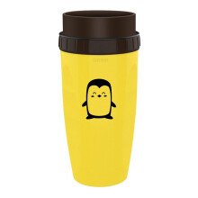 Taza de Francés, Taza de Jugo de Café para Bebidas Frías, Aislamiento de Plástico Portátil, Taza de Café con Pajita, Pingüino