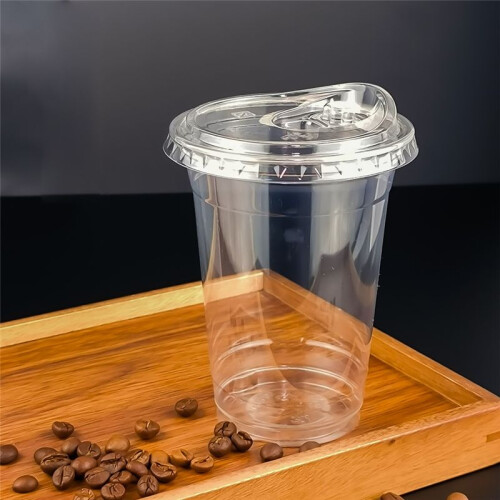 16 Oz Plastic Cup with Direct Drinking Lid Clear Disposable Cup Tasting 1
