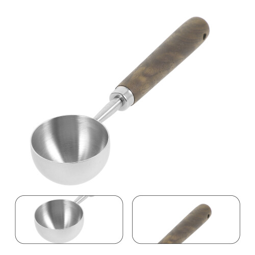 Medidora Para Café En Acero Inoxidable Con Mango De Madera 2