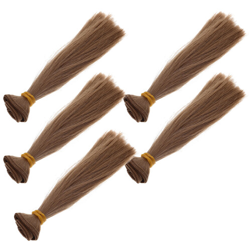 15Ud Sintéticas Para Muñecas Pelo Liso Marrón Oscuro DIY 2