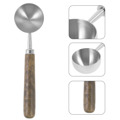 Medidora Para Café En Acero Inoxidable Con Mango De Madera 1