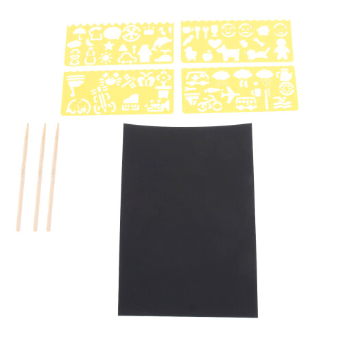 2 Sets Scratch Drawing Accessories 50 Sheets Paper 3 Pens 2