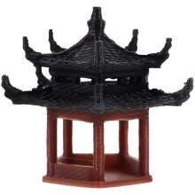 3Ud Ornamento Mini Pabellón Negro De Material Plástico Para Acuario