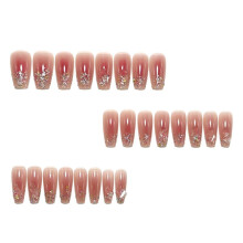 Press Nails, Pontas de Unhas Vestíveis com Coração de Borboleta de Diamante, Arte de Unhas de Alta Qualidade, Pontas de Unhas Vestíveis Z014
