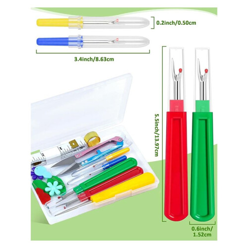 Seam Rippers for Sewing - 2  and 2 Small-Stitch Remover Tools, Thread Ripper, Embroidery Removal Tool 1
