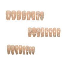 Press Nails, Pontas de Unhas Vestíveis com Coração de Borboleta de Diamante, Nail Art de Alta Qualidade, Pontas de Unhas Vestíveis Z018