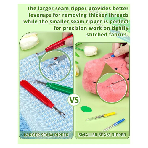 Seam Rippers for Sewing - 2  and 2 Small-Stitch Remover Tools, Thread Ripper, Embroidery Removal Tool 2