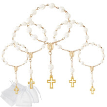 50 Stück -Rosenkränze Aus Acryl mit Organza-Beuteln für Hochzeiten, Partygeschenke, Gold