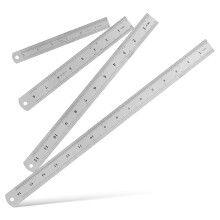 20Pcs Wear-Resistant Stainless Steel Metal Rulers Double-Sided Silver