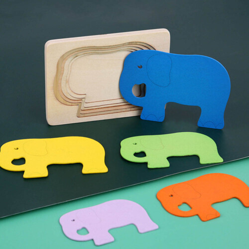 1 Pièce Éléphant 3D En Bois Sécuritaire Jeu Éducatif 2