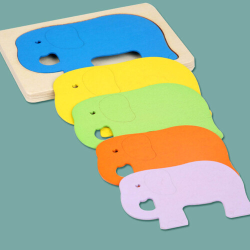 1 Pièce Éléphant 3D En Bois Sécuritaire Jeu Éducatif 1