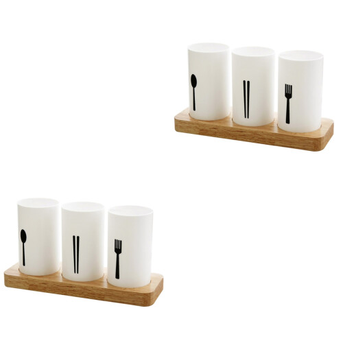 2Pcs Hollow Out White Chopstick Drain Container Flatware Storage 2