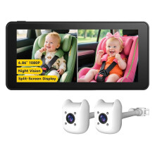 Dual Baby Car Camera - 6.86Inch 1080P Split-Screen Monitor for Car Back Baby Camera, Easy Install