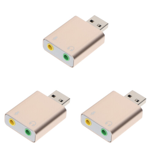 3Pcs USB Sound Card 7.1 Audio Interface With Headset And Mic Jack 1