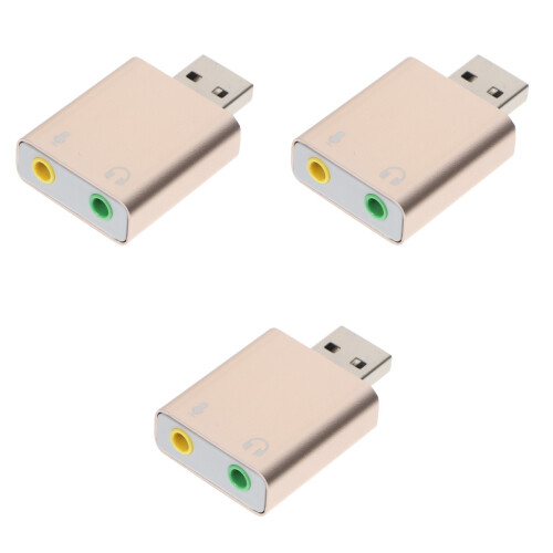 3Pcs USB Sound Card 7.1 Audio Interface With Headset And Mic Jack 2
