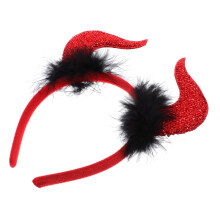 5Pcs Horn Halloween Headbands Plush Hairbands for Party Use