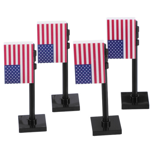 12 Pcs American Flags With Pole Mini Soldier Building Blocks Set 2