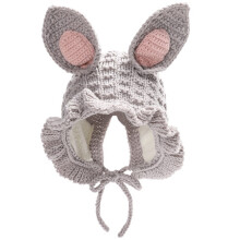 3Pcs Baby Winter Cap Knitted Warm Hat Grey with Cute Ears