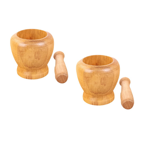 2Pcs Wood Garlic Presser Khaki - Kitchen Gadget for Home Use 2