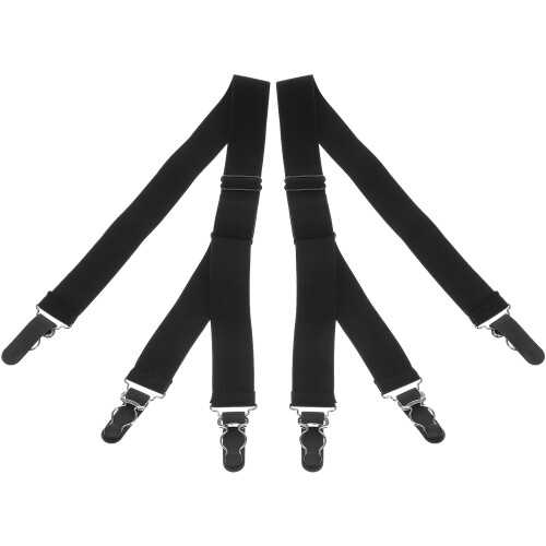 3Pcs Unisex Adjustable Nylon Shirt Keeper Garters Black