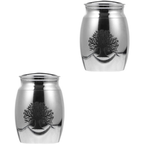 2 Pcs Urn Mini Urns For Ashes Animals Dad Gift Casket Silver 2