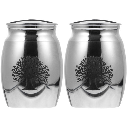 2 Pcs Urn Mini Urns For Ashes Animals Dad Gift Casket Silver 1