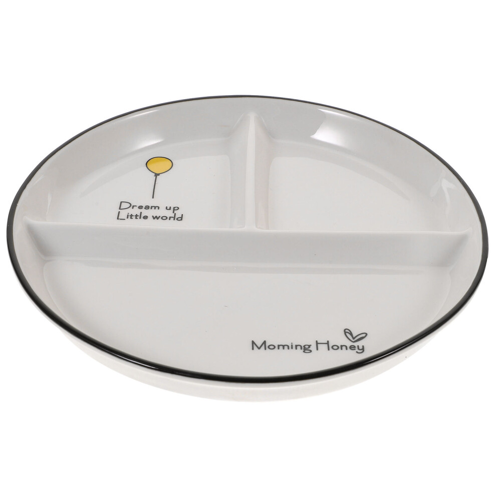 4Pcs Kids Ceramic Divided Plates Microwave Safe Dining Dish White Aboofan