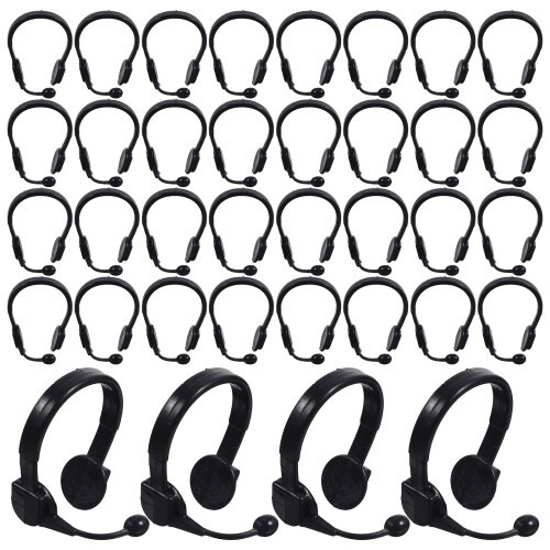 200Pcs Black Plastic Miniature Microphone Headset for Dolls DIY Decor